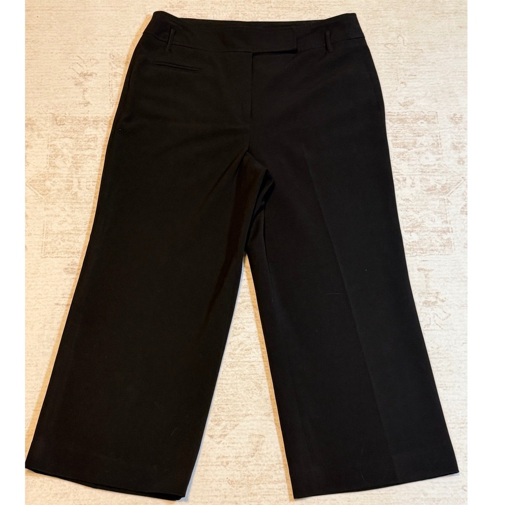 Sandro Sportswear Women Black Wide Leg Cropped Trousers Dress Pants Size 8